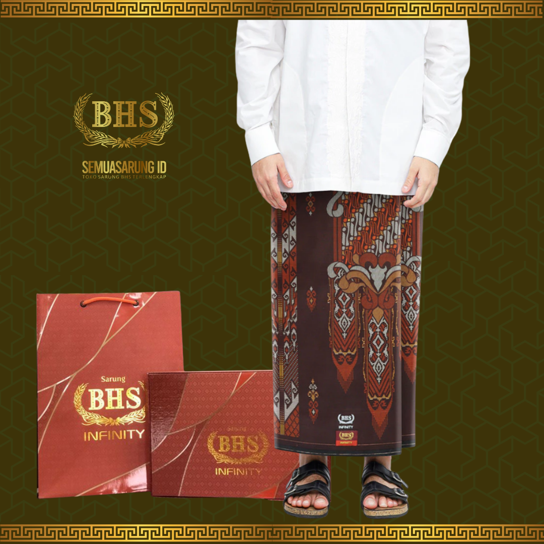 Sarung BHS Infinity Terbaru Gold Motif V32 SNB Selvedge Jacquard Bahan Viscose Blend Halus dan Lembut Motif Elegan Tidak Kusut Tidak Berbulu Dingin Saat Dipakai Produk PT. Behaestex Original