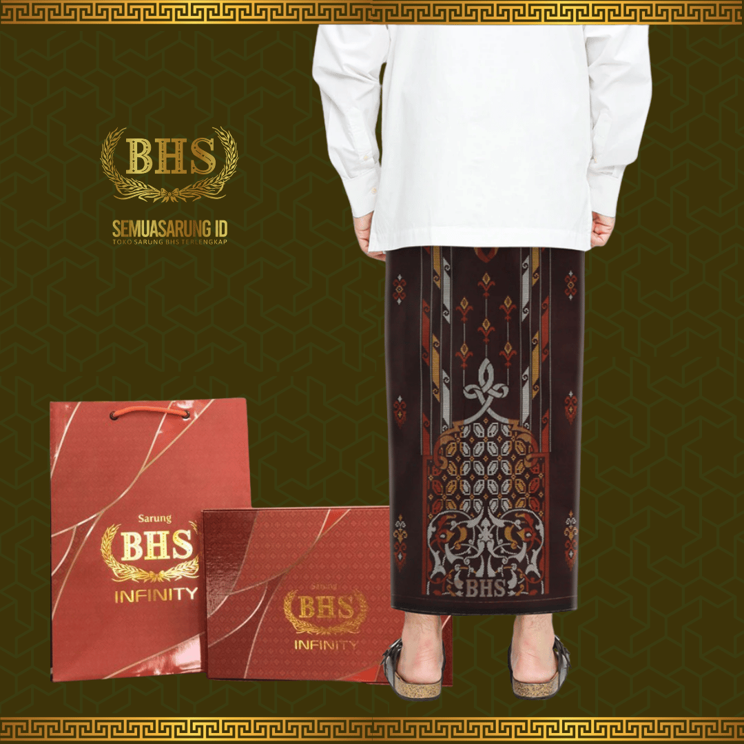 Sarung BHS Infinity Terbaru Gold Motif V32 SNB Selvedge Jacquard Bahan Viscose Blend Halus dan Lembut Motif Elegan Tidak Kusut Tidak Berbulu Dingin Saat Dipakai Produk PT. Behaestex Original