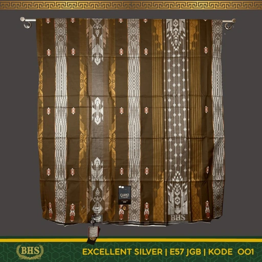 Image of Sarung BHS Excellent Silver Motif E57 JGB Jacquard Gunung Bahan Mercerized Cotton Halus dan Lembut [Garansi Original]