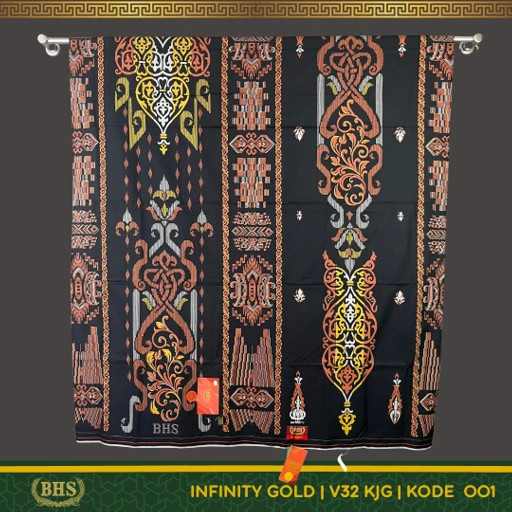 Image of Sarung BHS Infinity Gold Motif V32 KJG Selvedge Jacquard Bahan Viscose Cotton Blend Halus dan Lembut [Garansi Original]