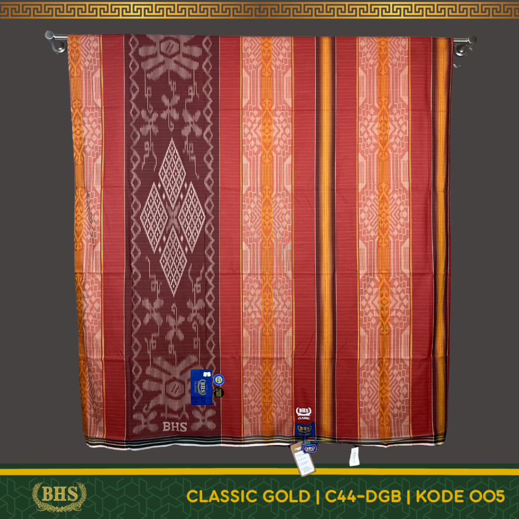 Sarung BHS Classic Gold Motif C44  DGB Bahan Mercerized Cotton Mix Halus dan Lembut [Garansi Original]