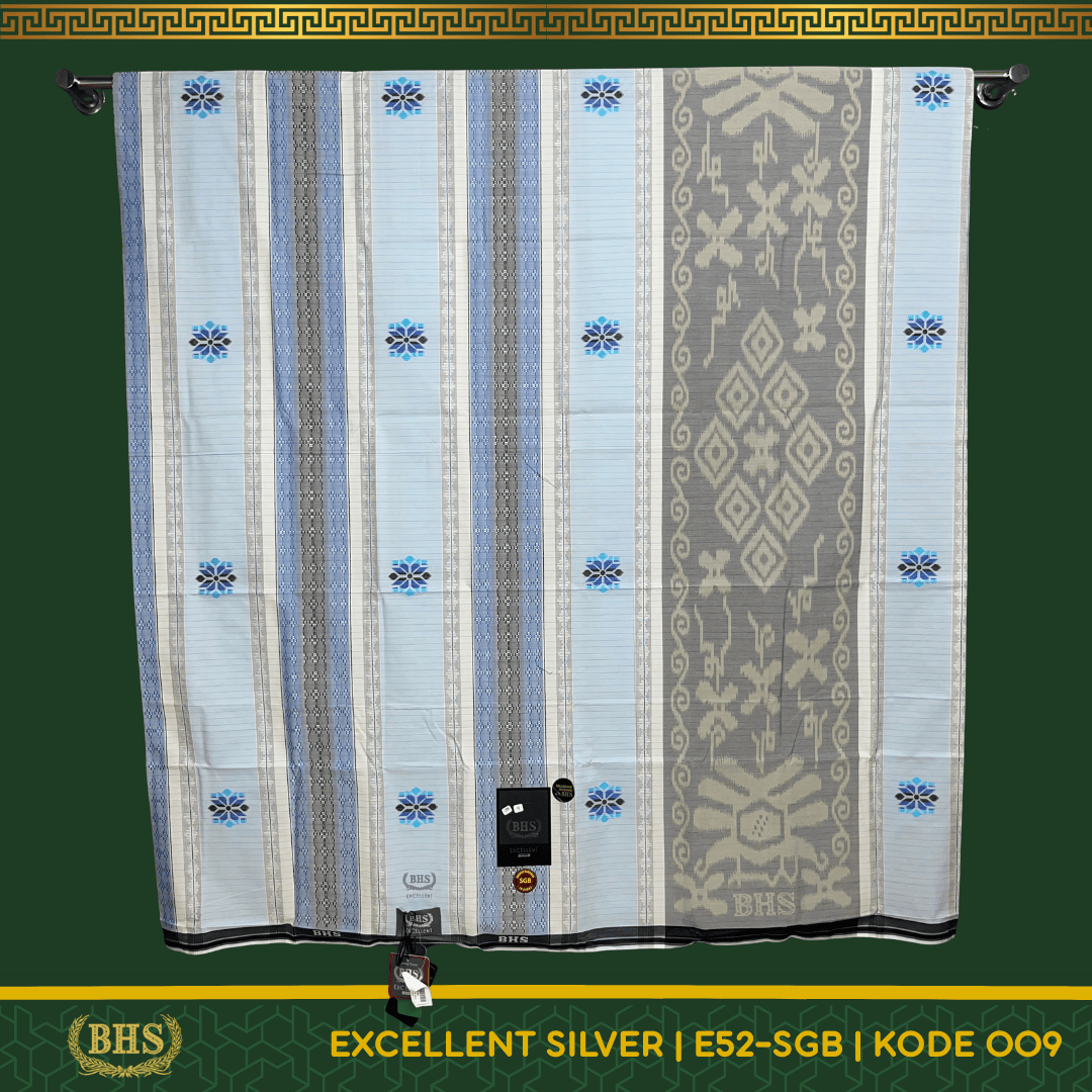 Sarung BHS Excellent SILVER Motif E52 SGB Bahan Mercerized Cotton Halus dan Lembut [Garansi Original]