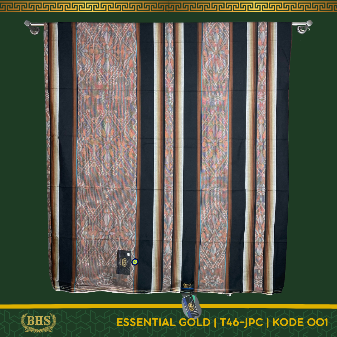 Sarung BHS Essential Gold Motif T46 JPC Jacquard Pancing Selvedge Jacquard Bahan Mercerized Cotton Halus dan Lembut [Garansi Original]