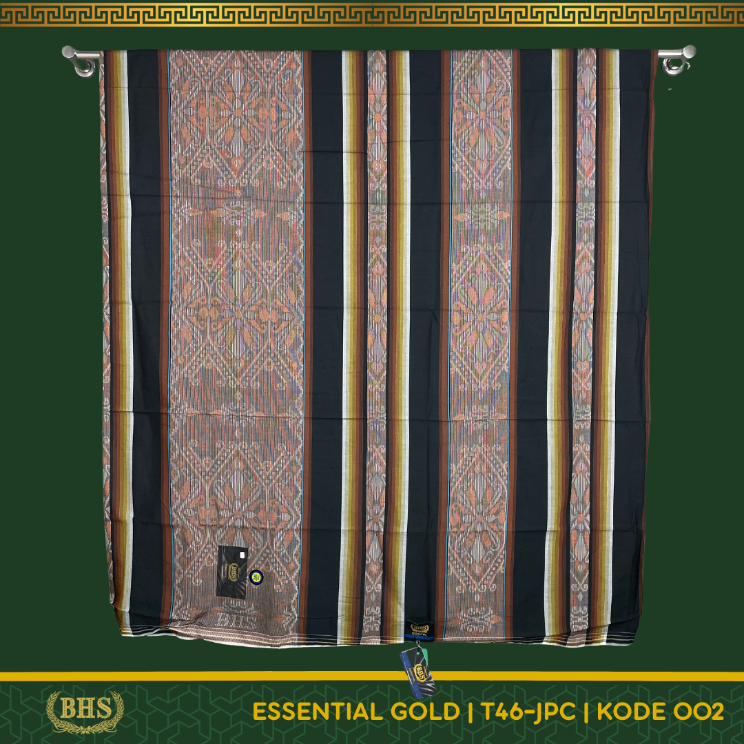 Sarung BHS Essential Gold Motif T46 JPC Jacquard Pancing Selvedge Jacquard Bahan Mercerized Cotton Halus dan Lembut [Garansi Original]