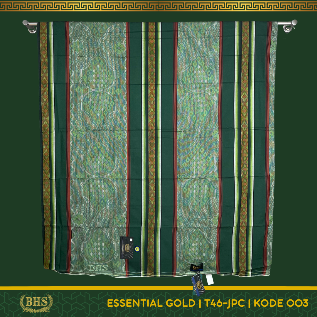 Sarung BHS Essential Gold Motif T46 JPC Jacquard Pancing Selvedge Jacquard Bahan Mercerized Cotton Halus dan Lembut [Garansi Original]