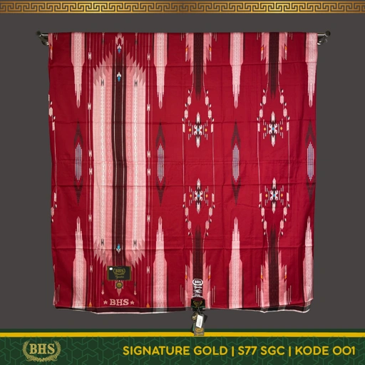 Image of Sarung BHS Signature Gold Motif S77 SGC Songket Gunung Crepe Tenun Tangan Bahan Premium Mercerized Cotton Super Halus dan Lembut [Original Product]