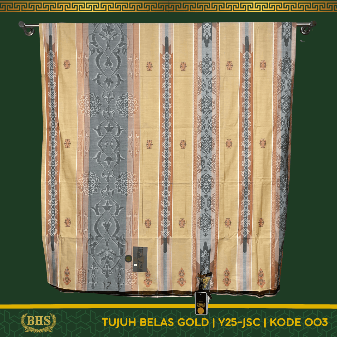 Sarung TUJUH BELAS 17 BHS Gold Motif Y25 JSC Bahan Mercerized Cotton Producted by Behaestex
