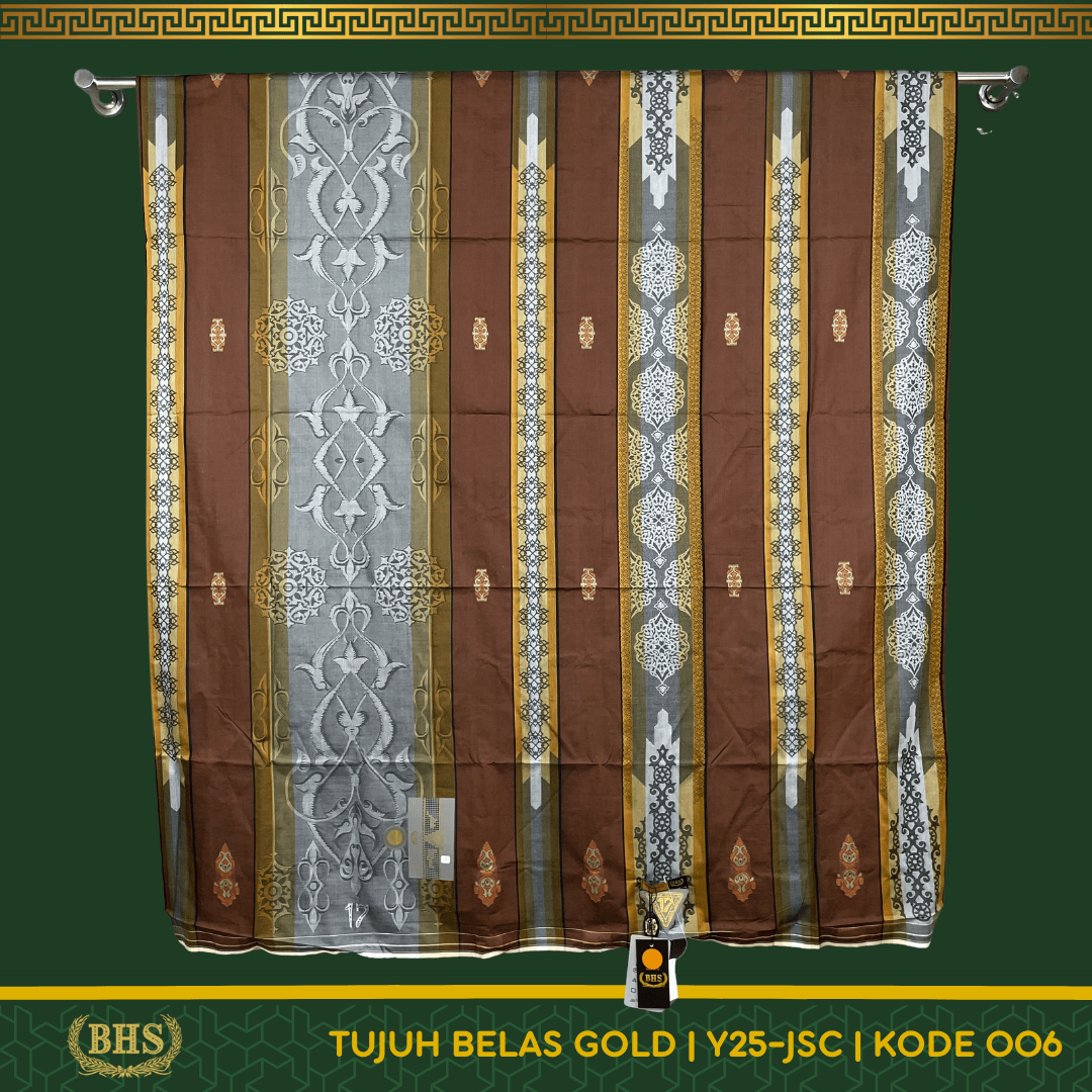 Sarung TUJUH BELAS 17 BHS Gold Motif Y25 JSC Bahan Mercerized Cotton Producted by Behaestex