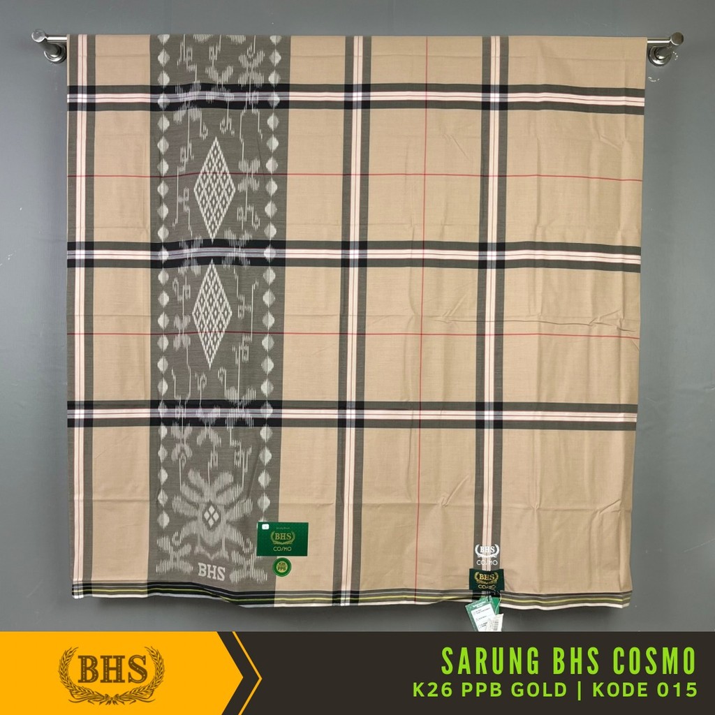 Sarung BHS Cosmo Gold Motif K26 PPB Bahan Viscose Blend Halus dan Lembut [Garansi Original]