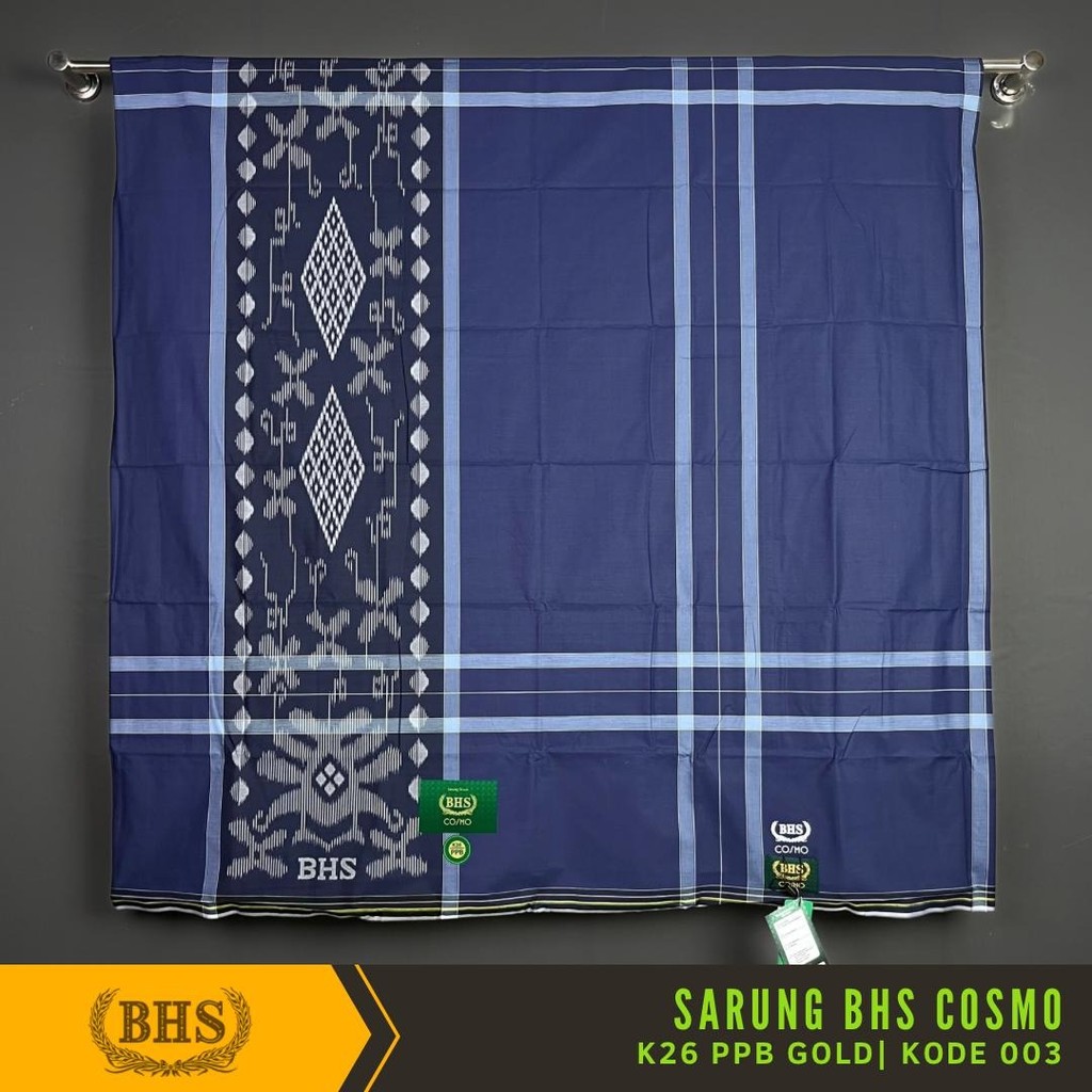 Sarung BHS Cosmo Gold Motif K26 PPB Bahan Viscose Blend Halus dan Lembut [Garansi Original]