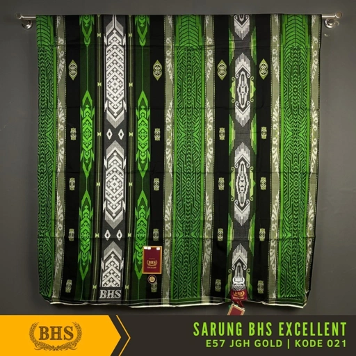 Image of Flash Sale Sarung BHS Excellent Jacquard E57 JGH Gold Warna Hitam Hijau