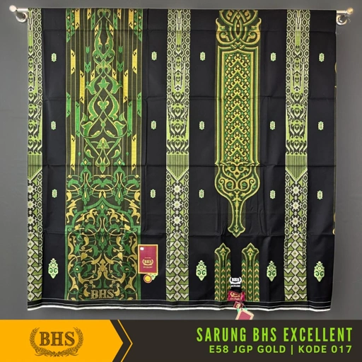 Image of Sarung BHS Excellent Gold Motif E58 JGP Bahan Mercerized Cotton Jacquard Full Timbul Halus dan lembut [Garansi Original]
