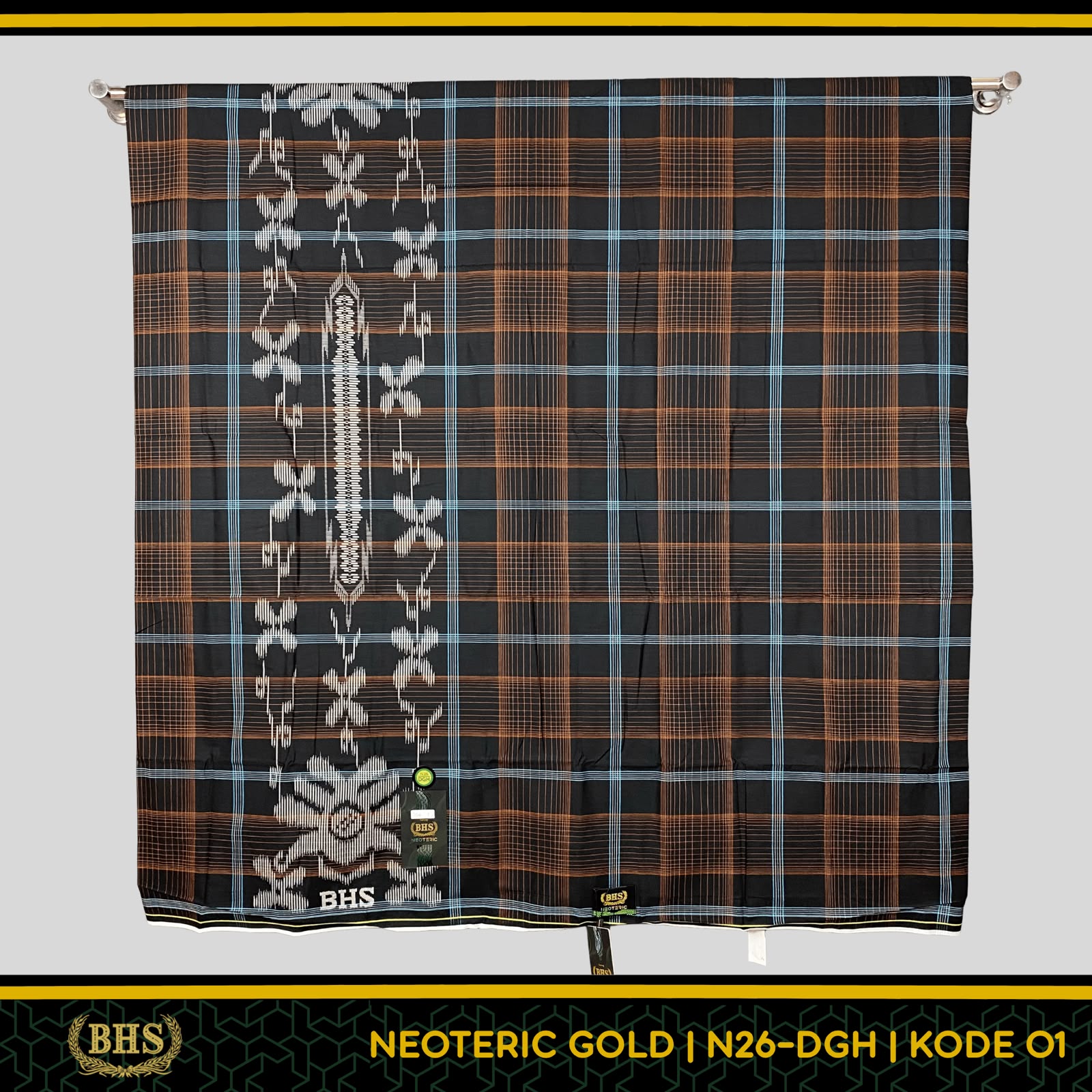 Sarung BHS Neoteric Gold Motif N26 DGH Bahan Viscose Cotton Blend Halus dan Lembut [New Product]