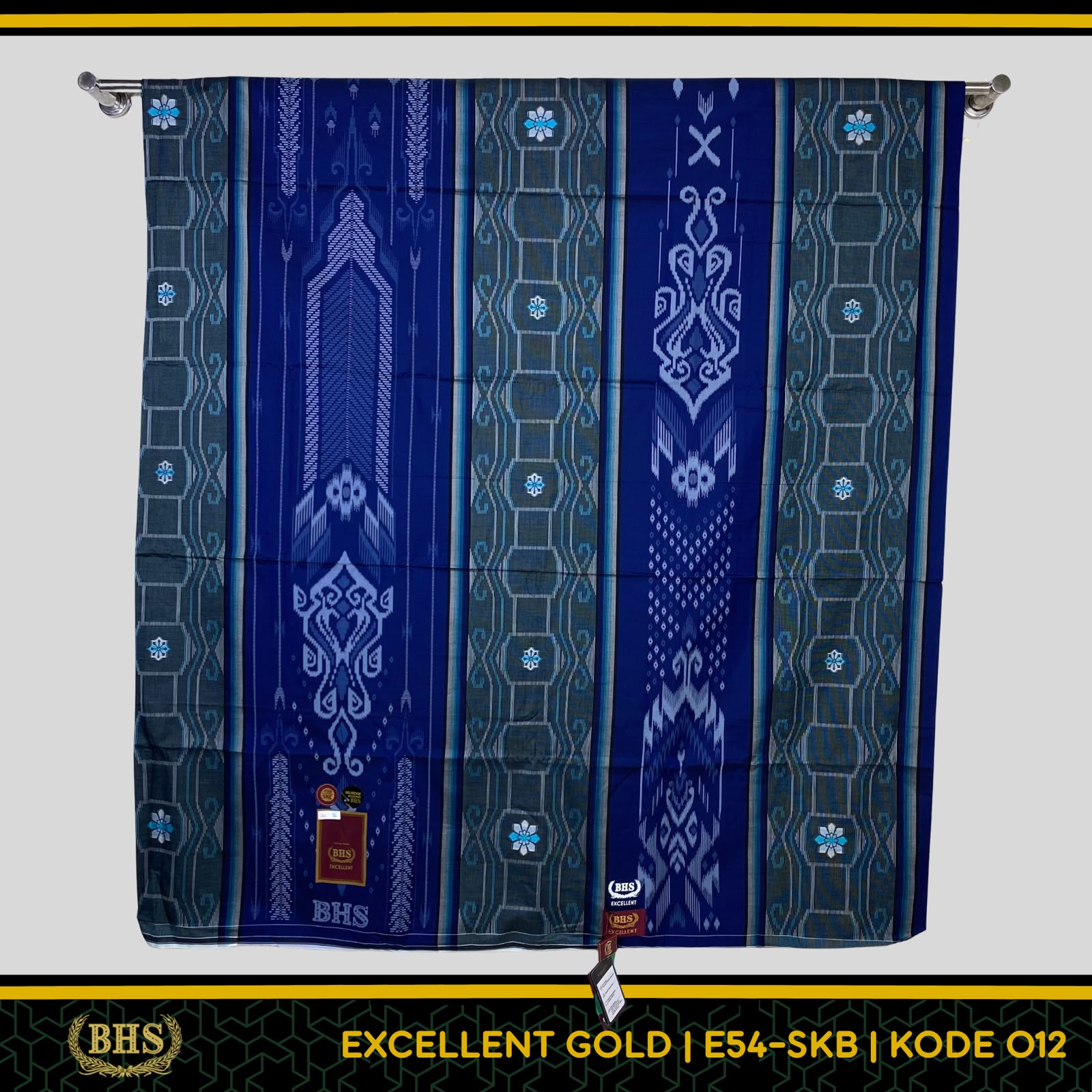 Sarung BHS Excellent Gold Motif E54 SKC SKB Songket Bahan Mercerized Cotton Halus dan Lembut [Garansi Original]