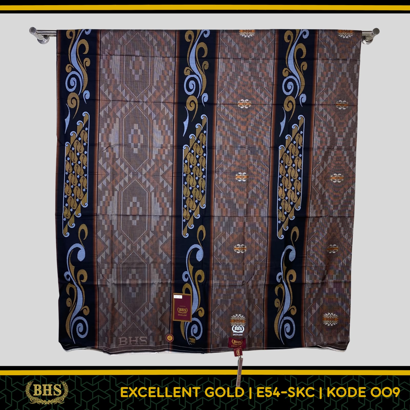 Sarung BHS Excellent Gold Motif E54 SKC SKB Songket Bahan Mercerized Cotton Halus dan Lembut [Garansi Original]