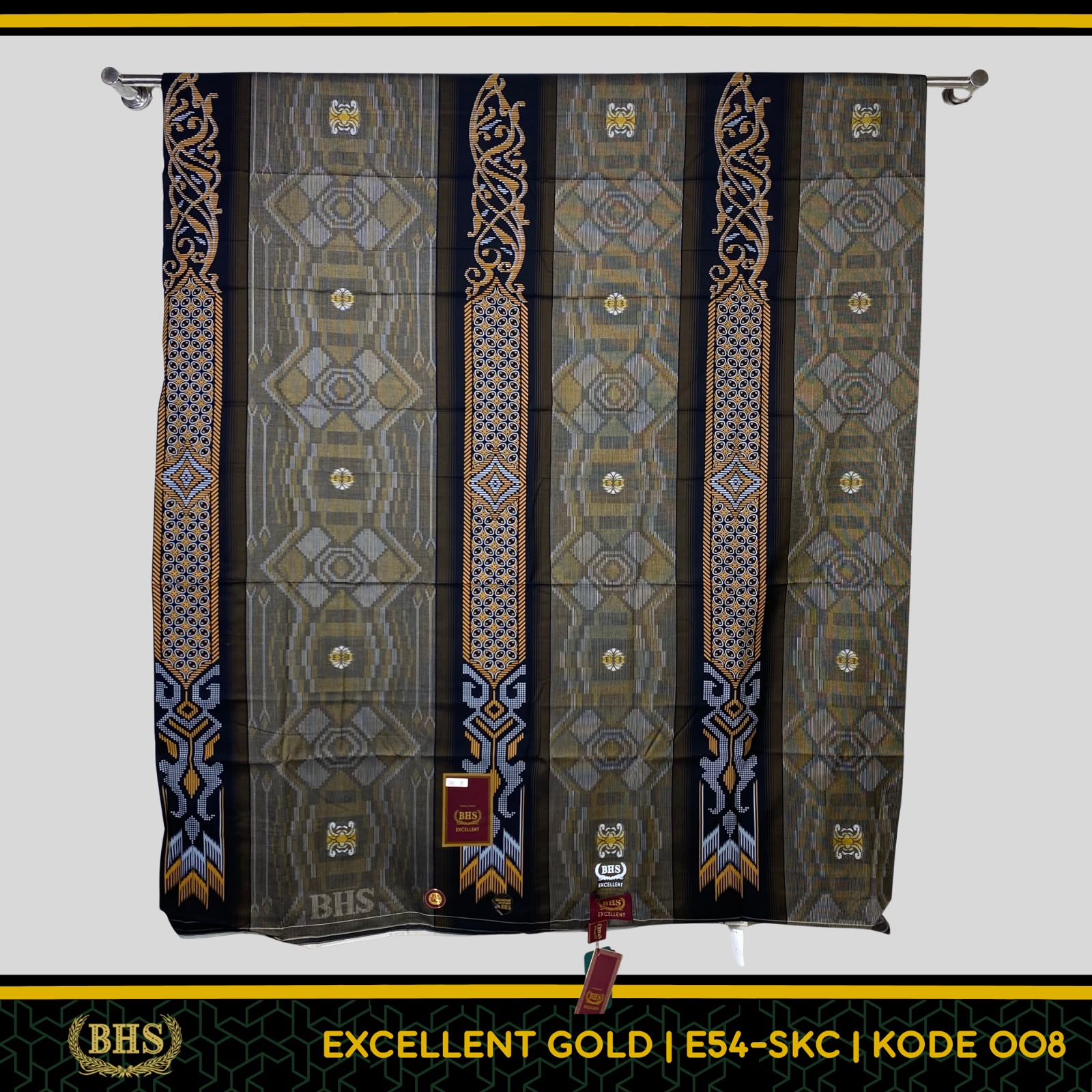 Sarung BHS Excellent Gold Motif E54 SKC SKB Songket Bahan Mercerized Cotton Halus dan Lembut [Garansi Original]