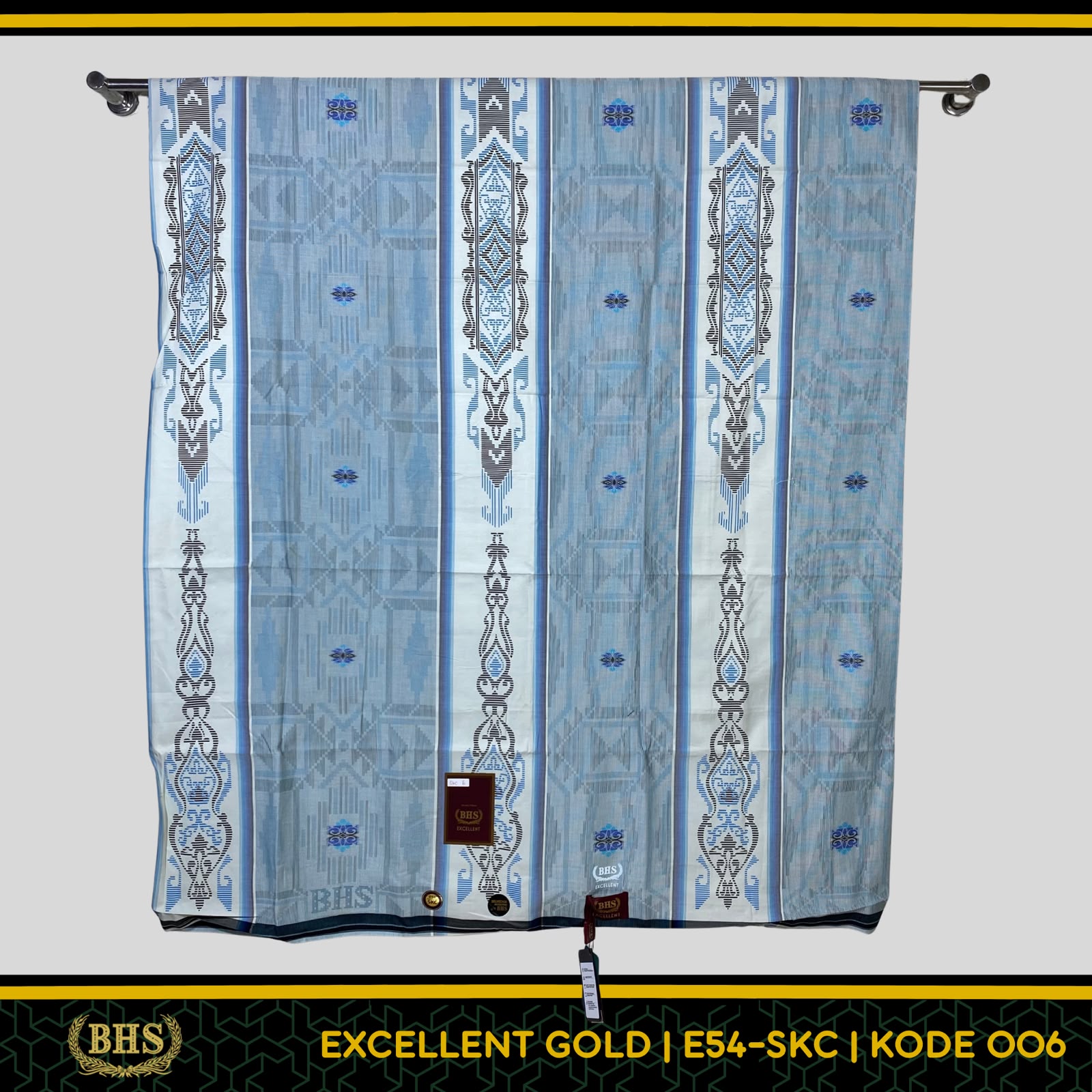 Sarung BHS Excellent Gold Motif E54 SKC SKB Songket Bahan Mercerized Cotton Halus dan Lembut [Garansi Original]