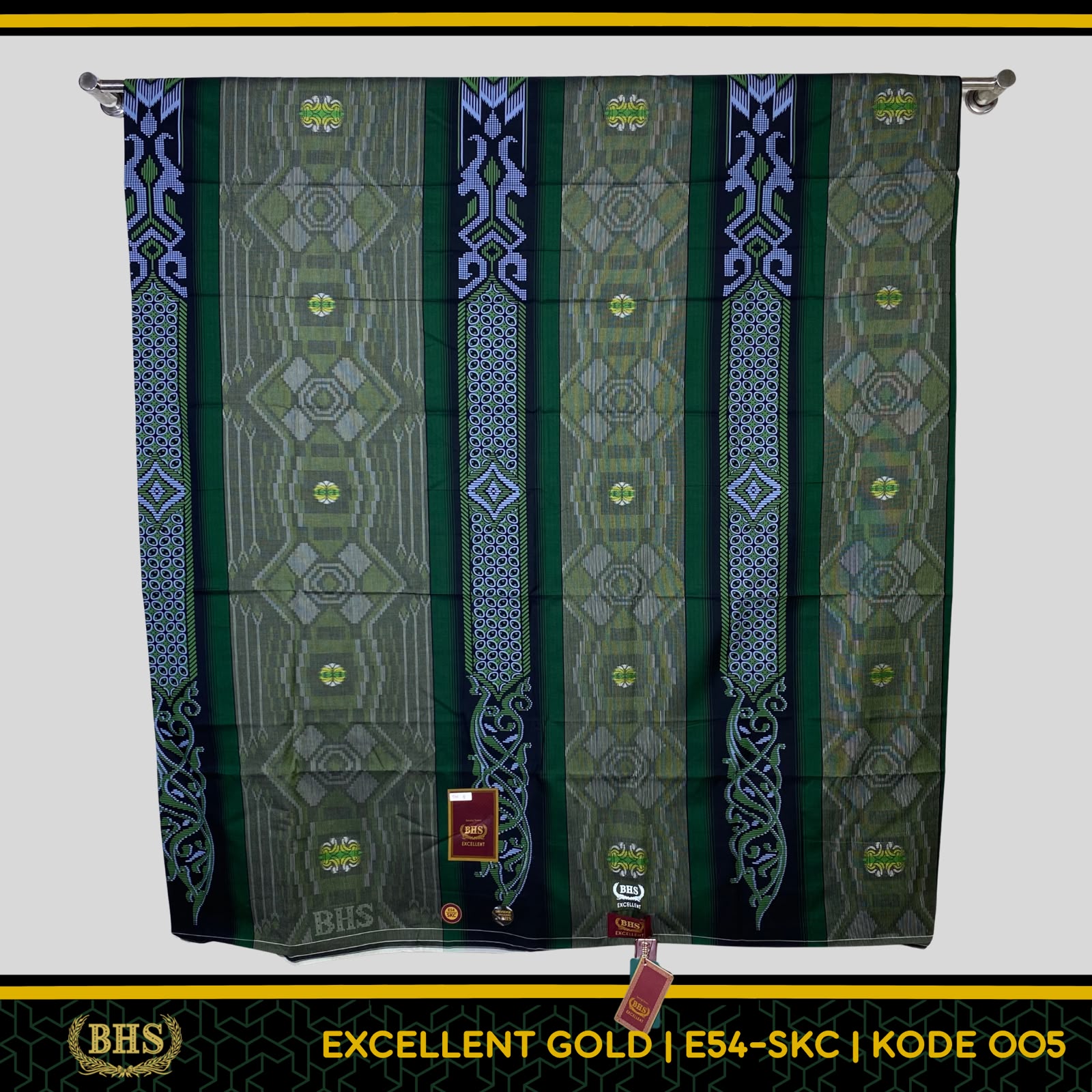 Sarung BHS Excellent Gold Motif E54 SKC SKB Songket Bahan Mercerized Cotton Halus dan Lembut [Garansi Original]