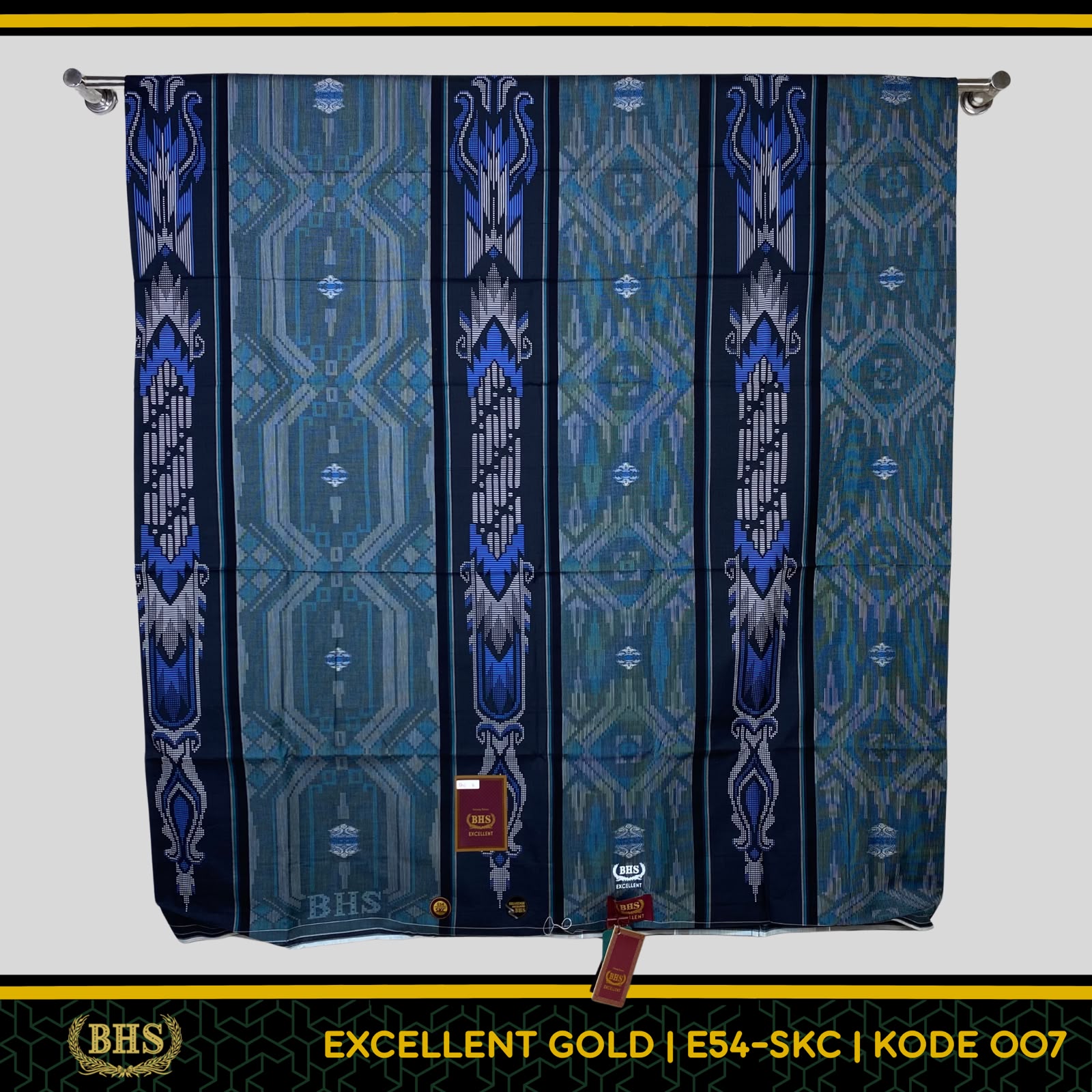 Sarung BHS Excellent Gold Motif E54 SKC SKB Songket Bahan Mercerized Cotton Halus dan Lembut [Garansi Original]