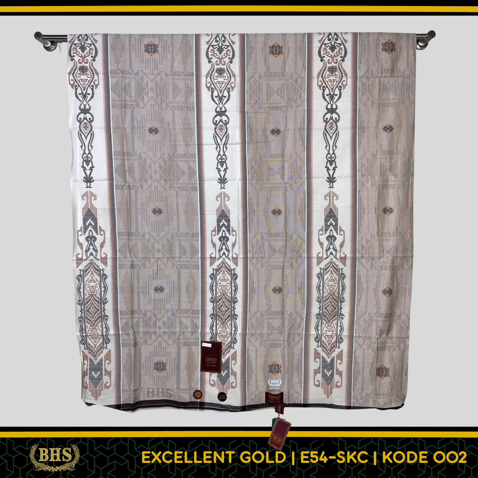 Sarung BHS Excellent Gold Motif E54 SKC SKB Songket Bahan Mercerized Cotton Halus dan Lembut [Garansi Original]