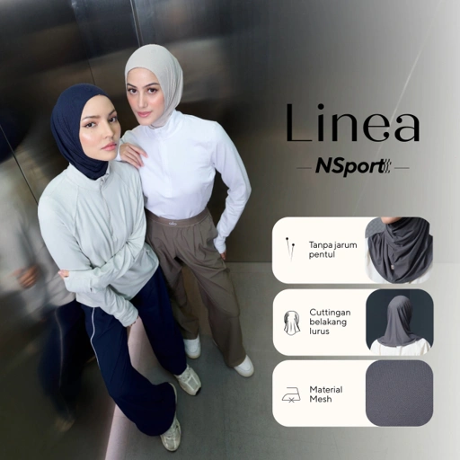 Nabillasyal | Linea Nsport | Hijab Sport | Hijab Instant Olahraga Anti UV | Mesh