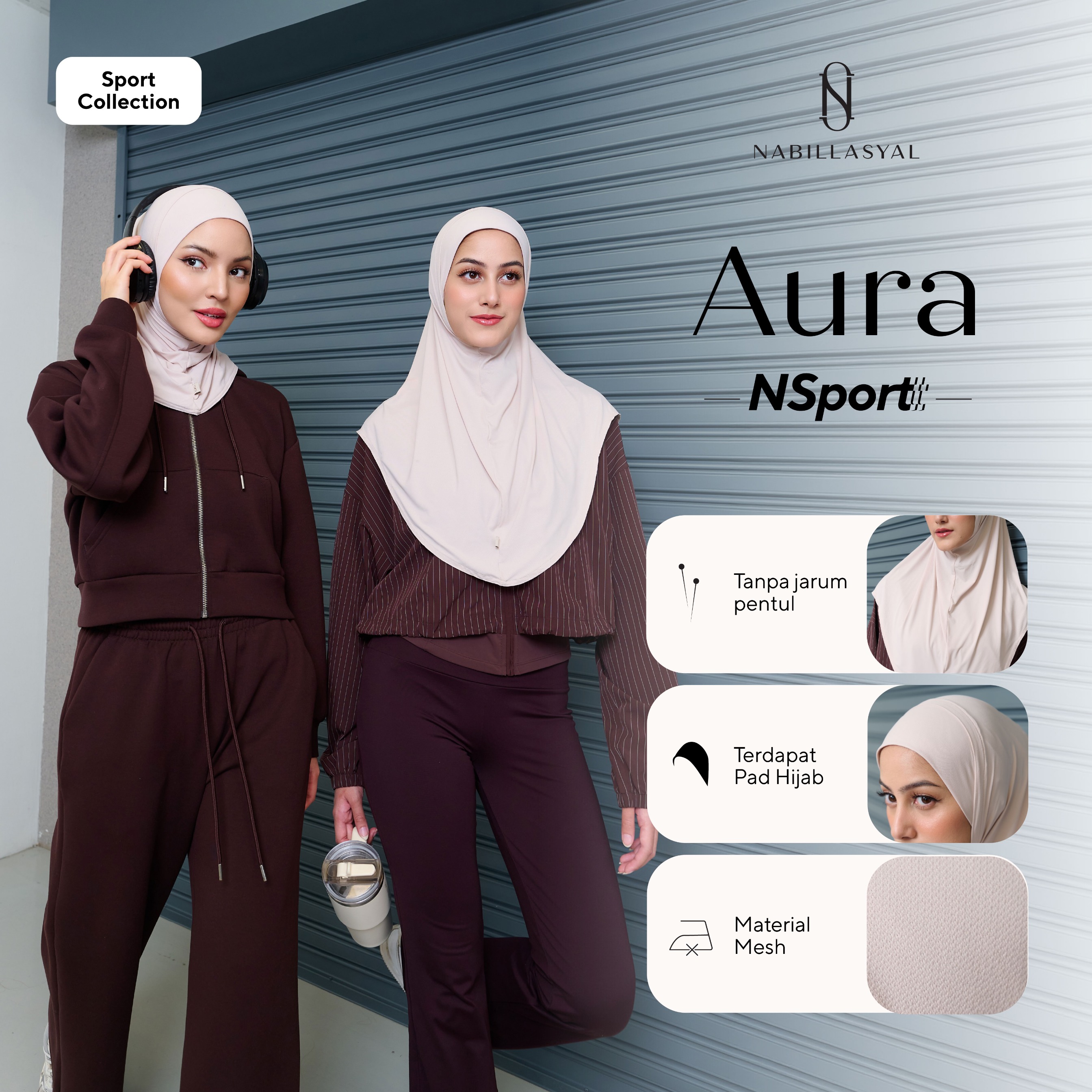 Nabillasyal | Hijab Sport | Hijab Instant Olahraga Anti UV | Nsport | Aura Series