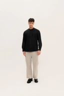 BANTALA - collarless halfbutton long sleeve shirt