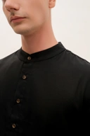 BANTALA - collarless halfbutton long sleeve shirt