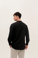 BANTALA - collarless halfbutton long sleeve shirt