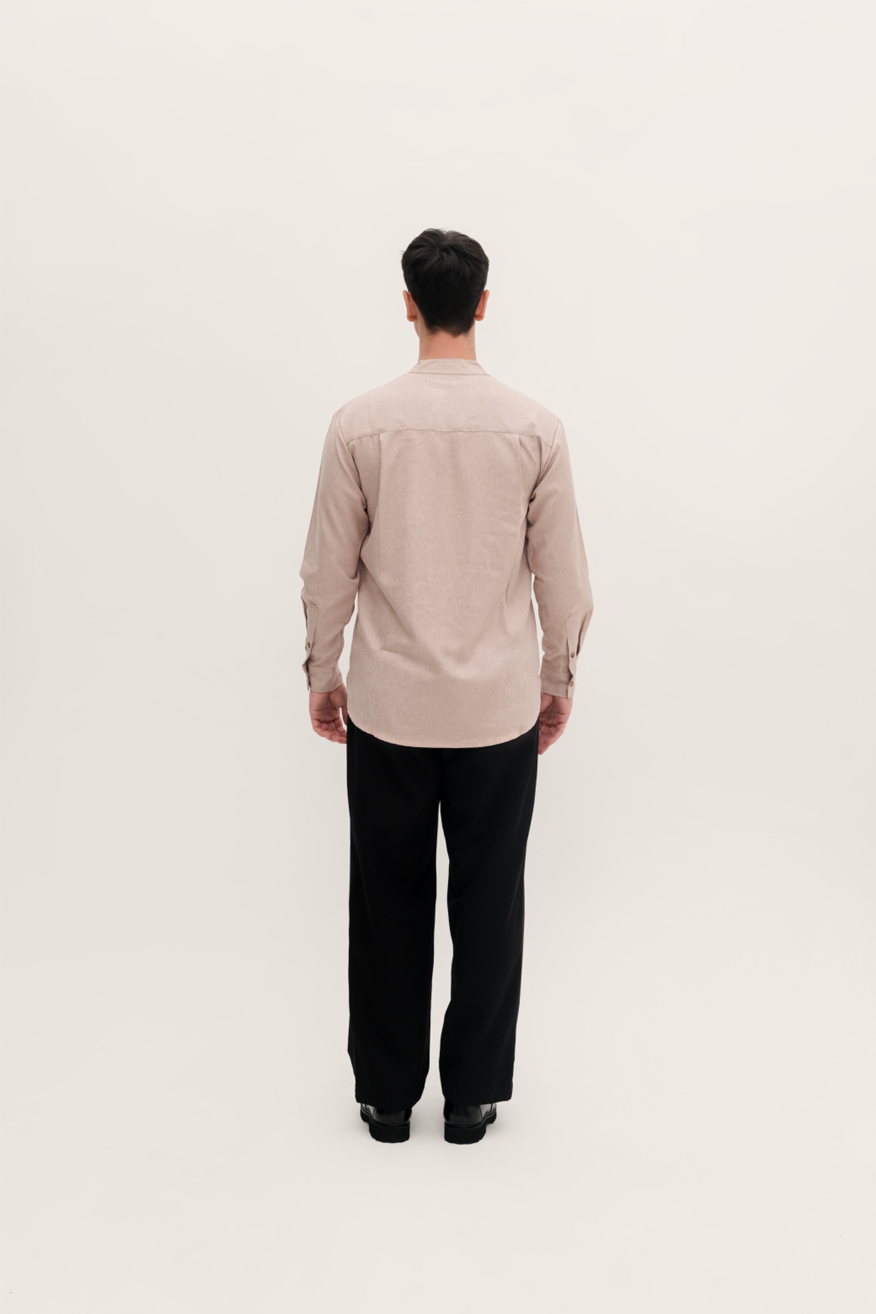 BANTALA - collarless halfbutton long sleeve shirt