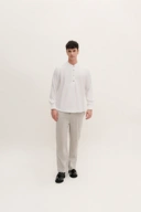 BANTALA - collarless halfbutton long sleeve shirt