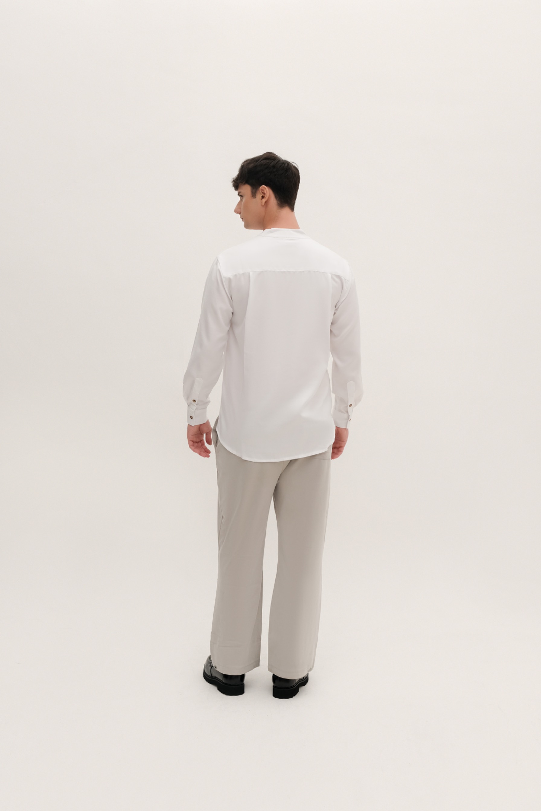 BANTALA - collarless halfbutton long sleeve shirt