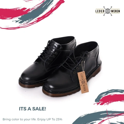 Image of Sepatu Boots Pria Kulit Casual Outdoor Klasik Unik Lederweren BL