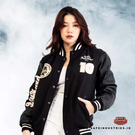 Image of Safe Industries - Jacket Baseball Vintage Black Varsity
