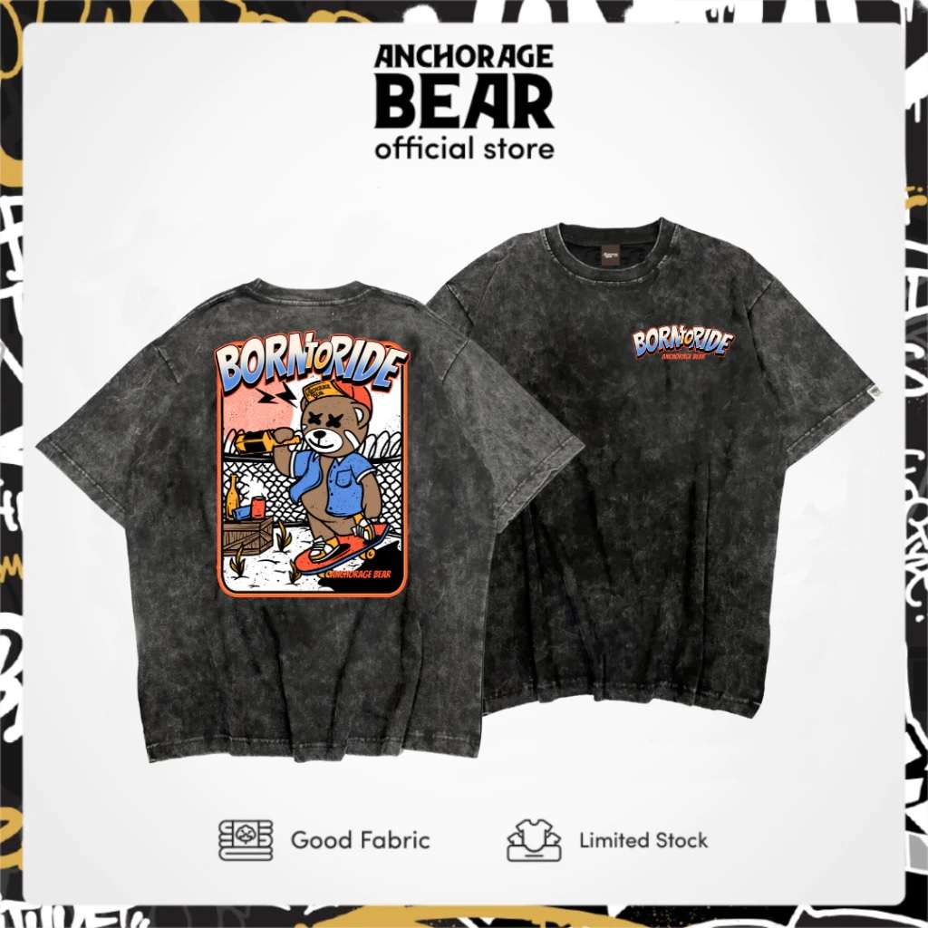 Anchorage Bear - Tshirt Oversize Born To Ride Sandwash