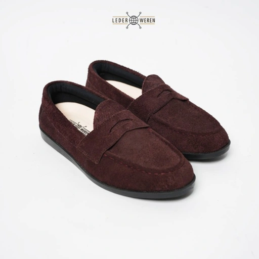 Image of Lederweren Leder Loafer 3 Suede Burgundy Sepatu Loafer Pria Sepatu Formal Kasual Bahan Kulit