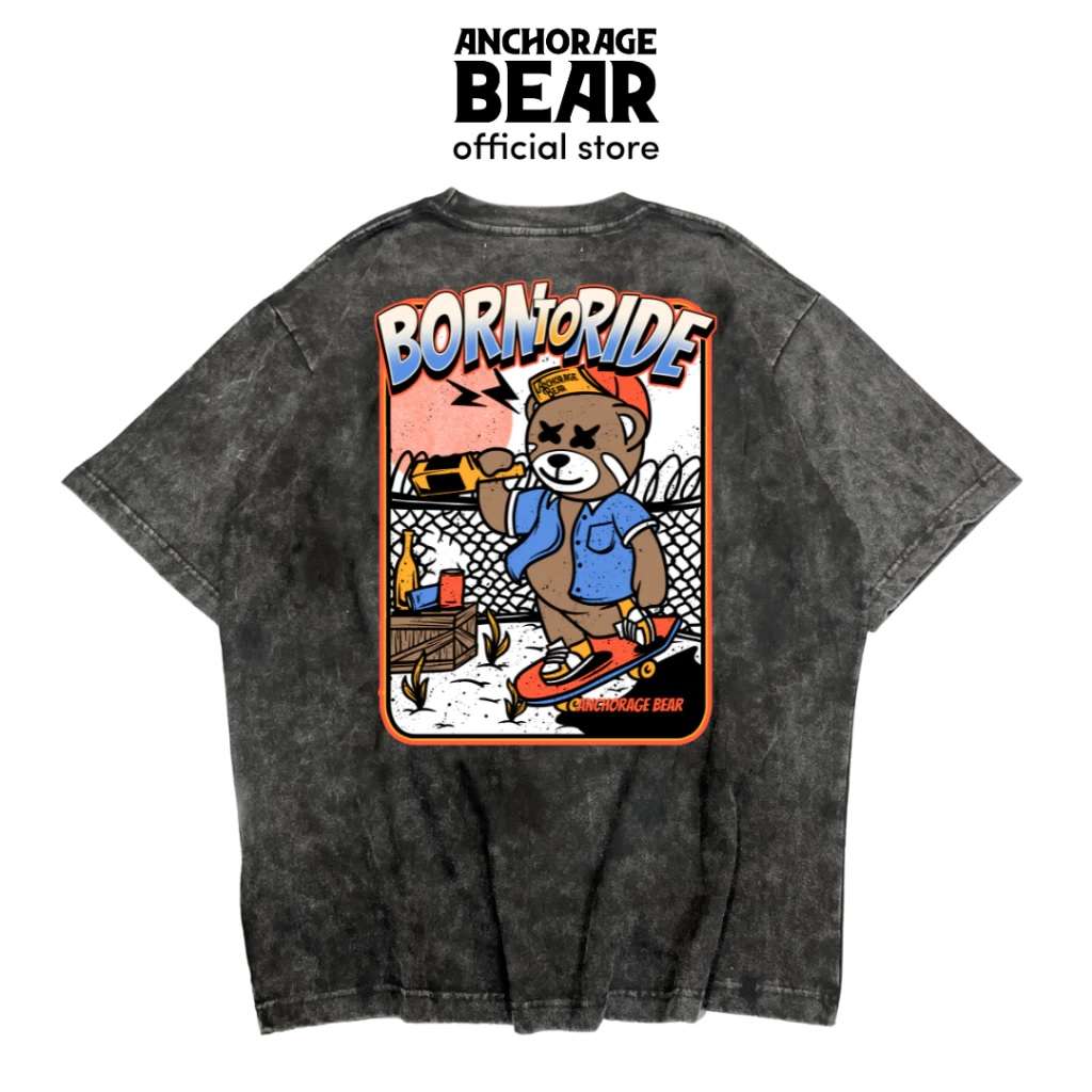 Anchorage Bear - Tshirt Oversize Born To Ride Sandwash