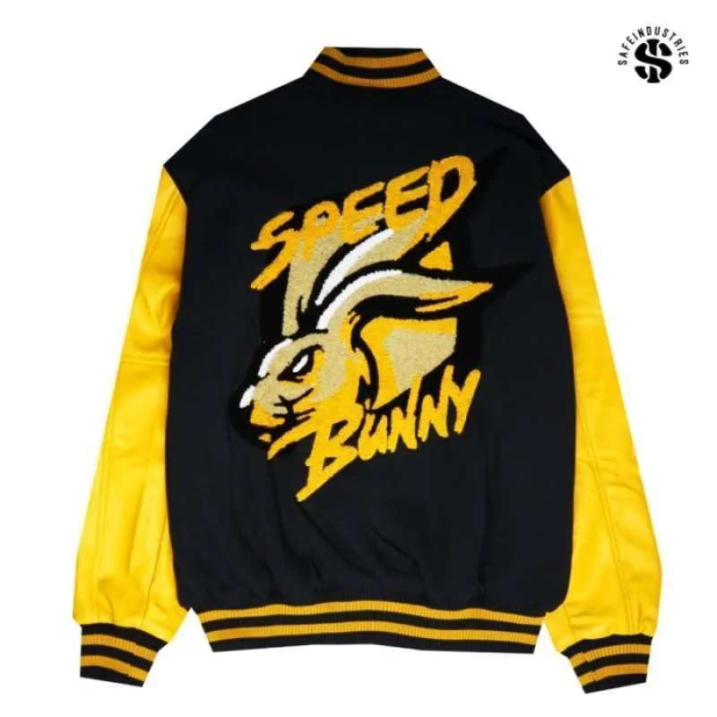 Safe Industries - Speed Bunny Varsity Jacket Black Yellow