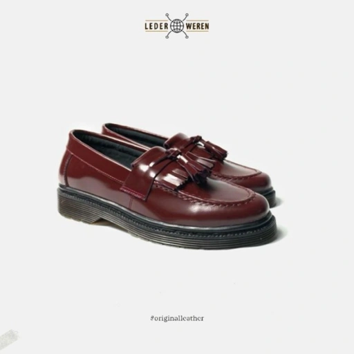 Image of Lederweren - Leder Loafer 2 Burgundy - Sepatu Kulit Pria Loafers Profesional