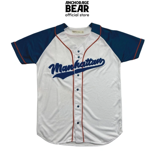Image of Baseball Jersey - Anchorage Baseball - Kaos Baseball - Baseball - Baseball Custom Blue Manhattan Dewasa Anchorage Bear