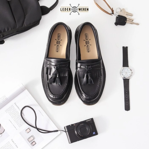 Image of SEPATU LOAFER PRIA PREMIUM - LEDER LOAFER NAVY JEANS - LEDERWEREN
