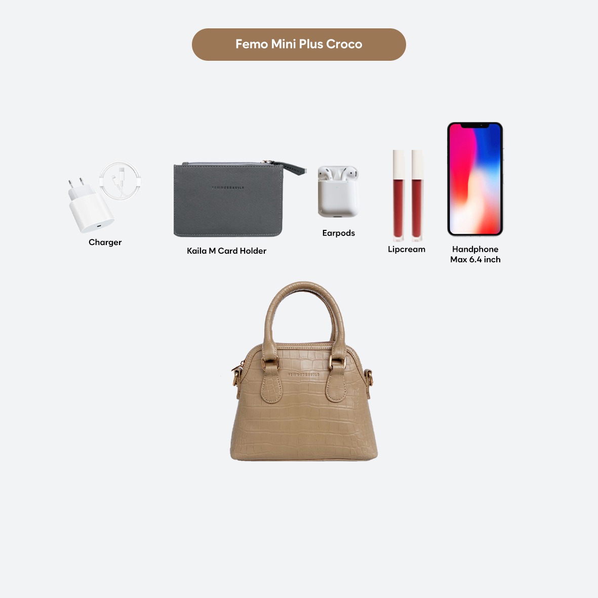 FEMMEBRAVILE Sling Bag Tas Selempang Wanita Fashion Women Shoulder bag Femo Mini Plus Croco