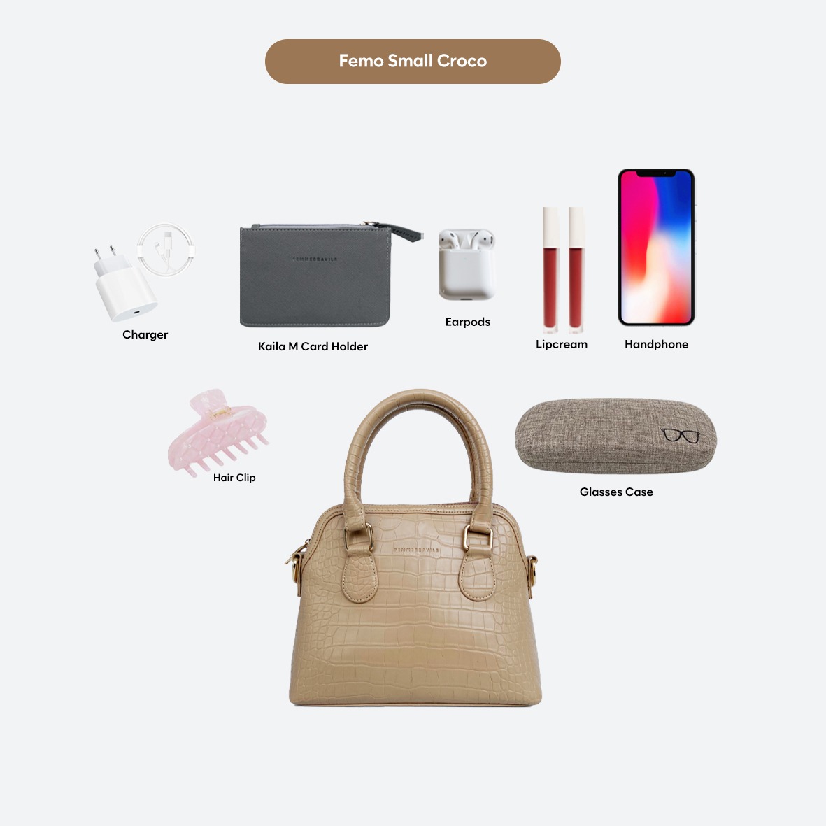 FEMMEBRAVILE Sling Bag Tas Selempang Wanita Fashion Women Shoulder bag Femo S Croco