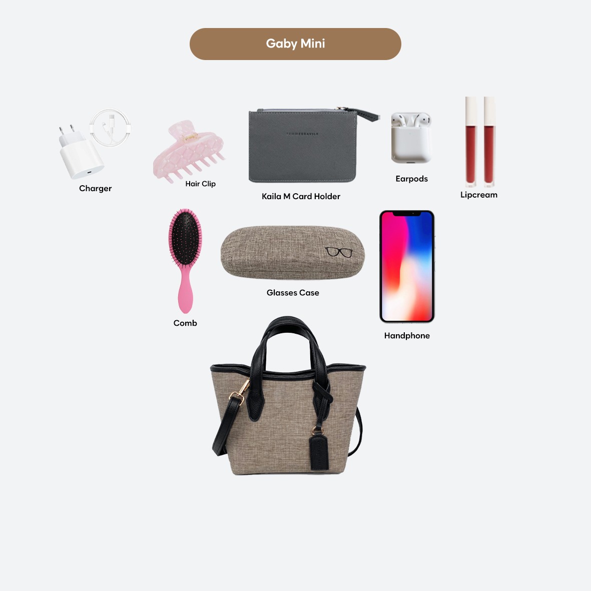 FEMMEBRAVILE Gaby Mini Totebag Wanita Slingbag Shoulder bag Tas Selempang Wanita Tas Bahu