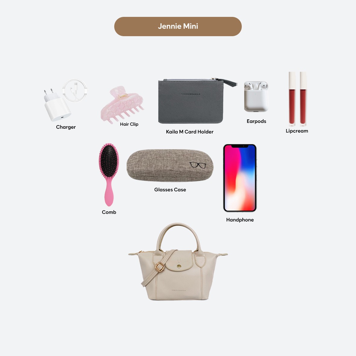 Femmebravile - Jennie Bag - Tas Selempang Wanita - SlingBag - Tas Wanita - Mini Tote - Fashion Women
