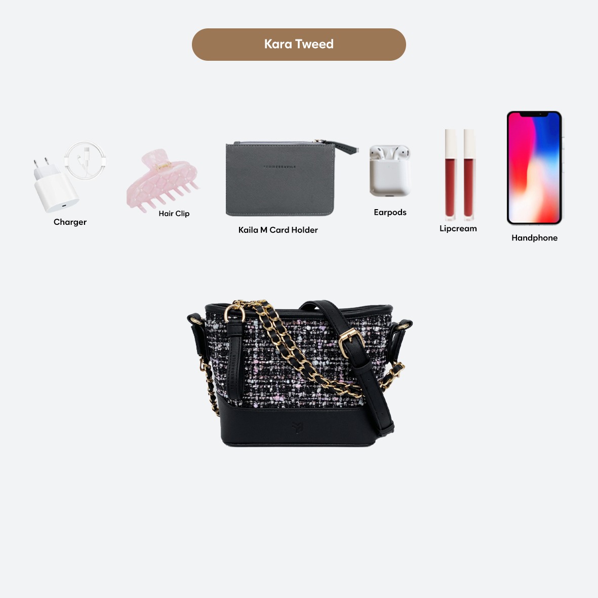 Femmebravile Sling Bag Tas Selempang Wanita Fashion Women Shoulder bag Kara Tweed Bag