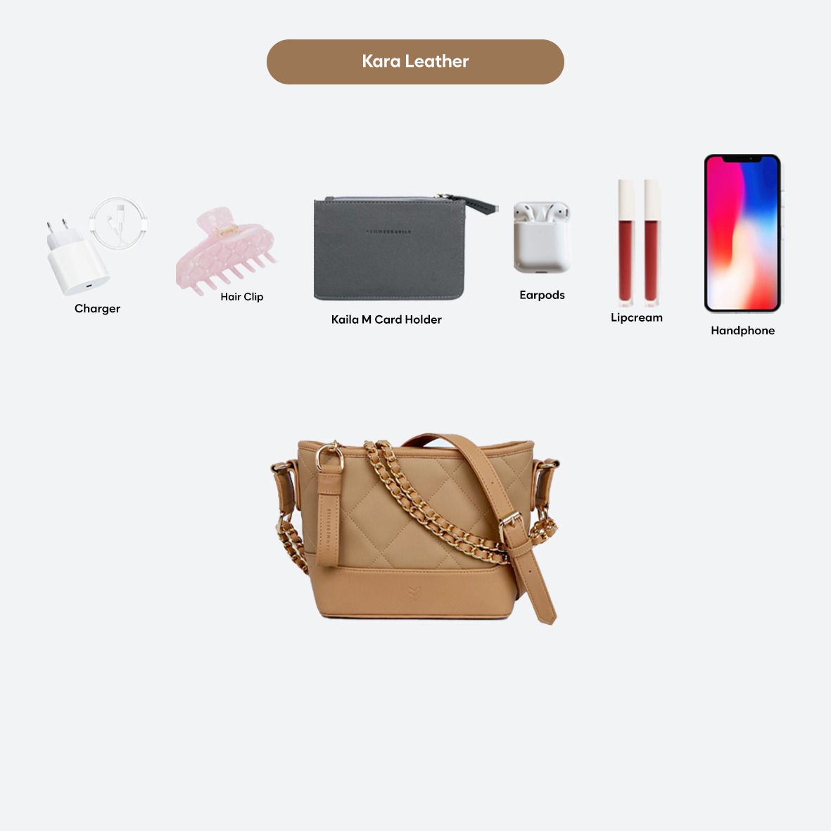 Femmebravile - Tas Selempang Wanita - Slingbag - Long Shoulderbag - Fashion Women - Kara Leather Bag
