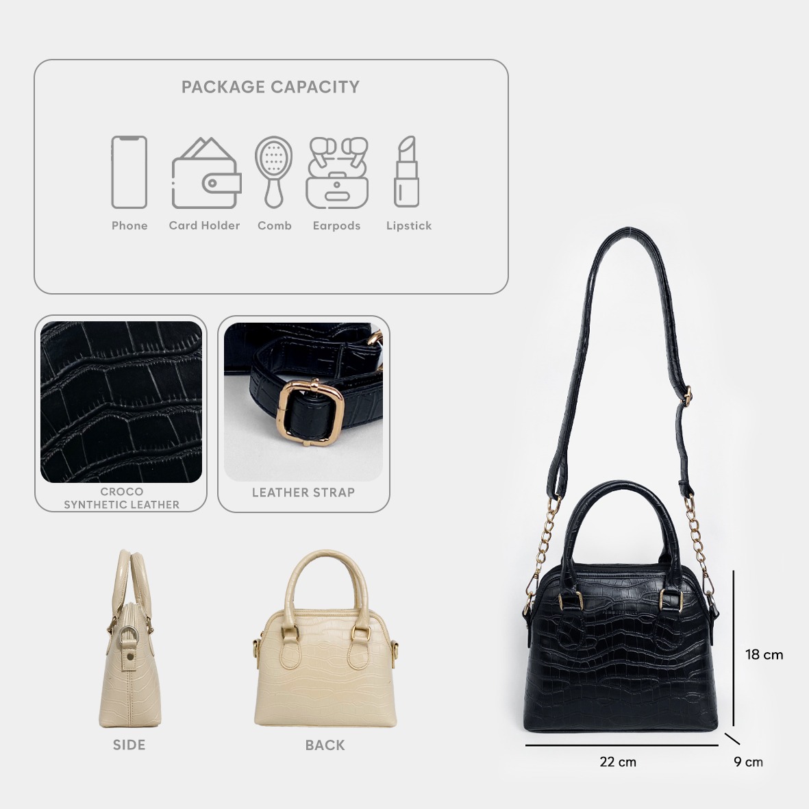 FEMMEBRAVILE Sling Bag Tas Selempang Wanita Fashion Women Shoulder bag Femo S Croco