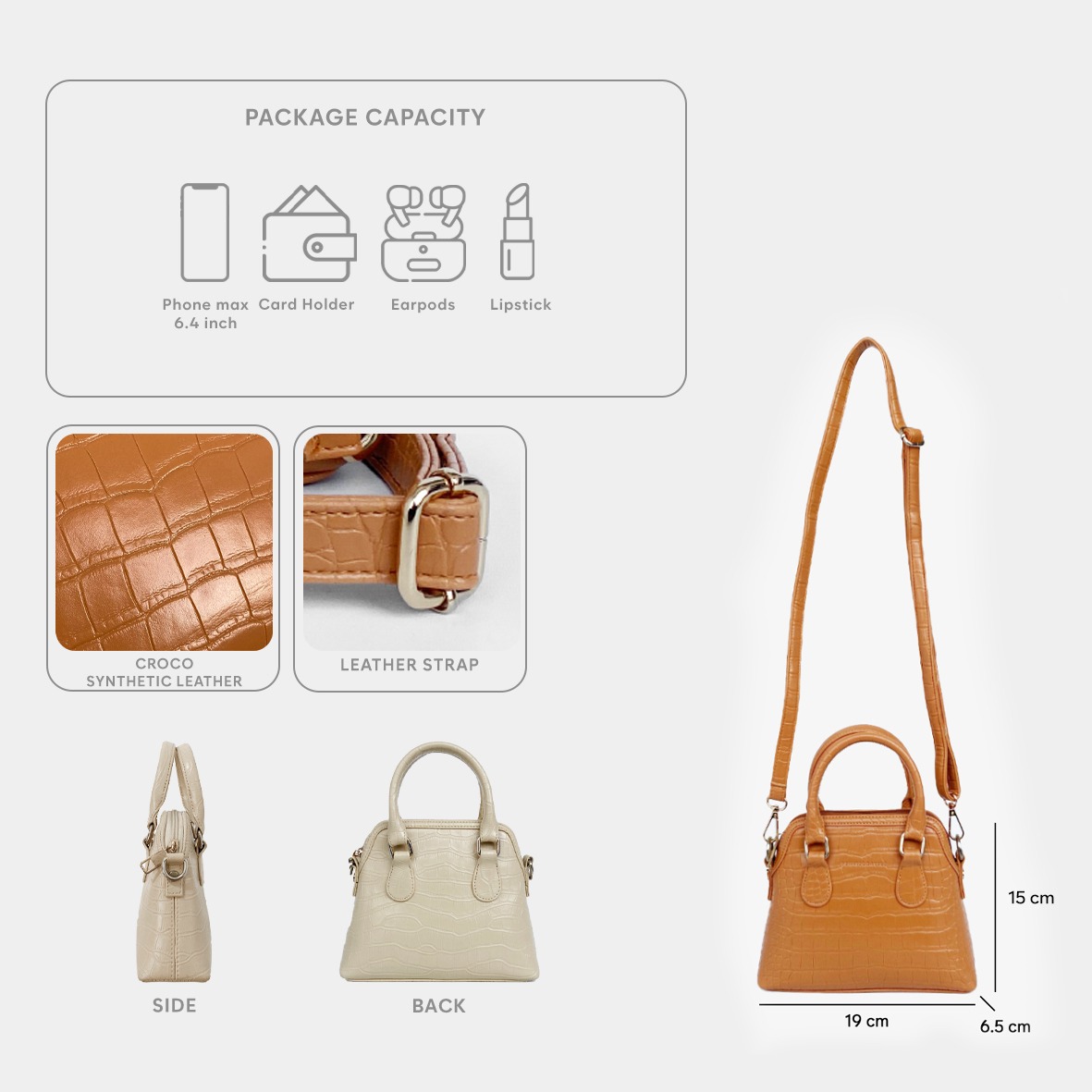 FEMMEBRAVILE Sling Bag Tas Selempang Wanita Fashion Women Shoulder bag Femo Mini Plus Croco