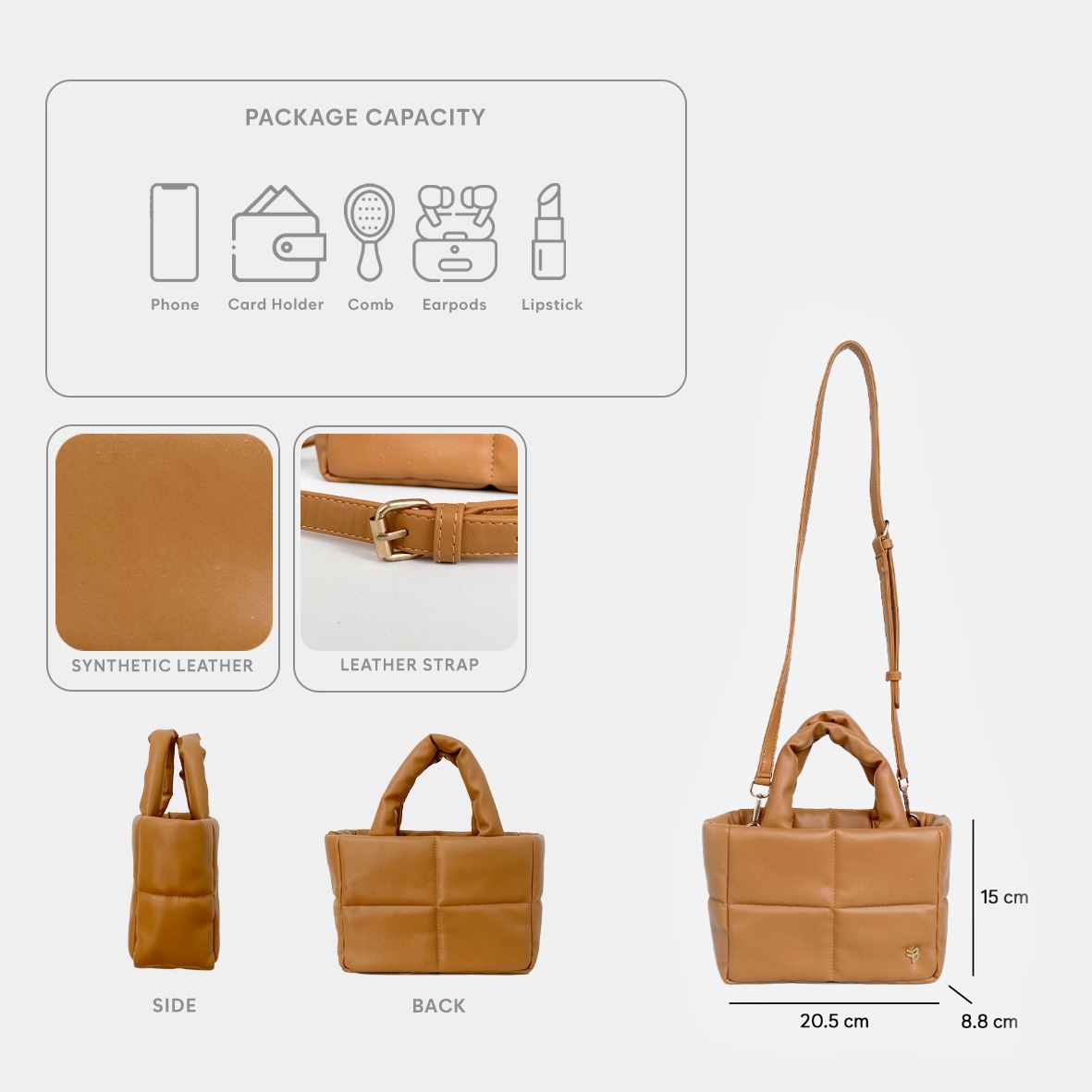 FEMMEBRAVILE Sling Bag Tas Selempang Wanita Fashion Women Shoulder bag Puffy Bag